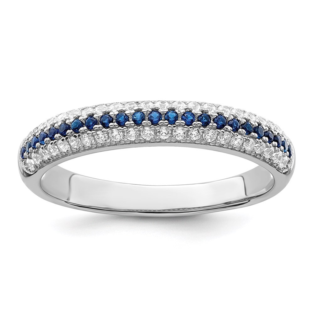Sterling Silver Blue and White Micro Cubic Zirconia Polished Ring Size 7