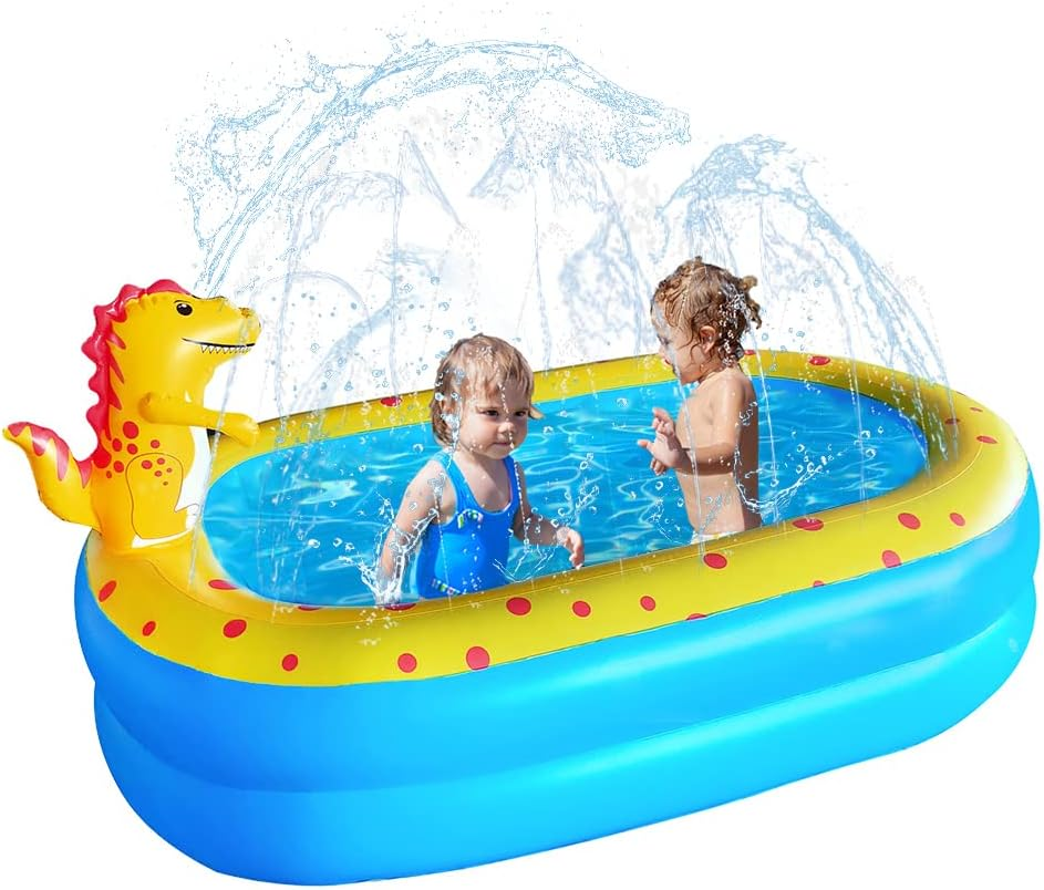 **67x41x32in Inflatable Family Kids Pool with Fun Sprinkler for Backyard**  