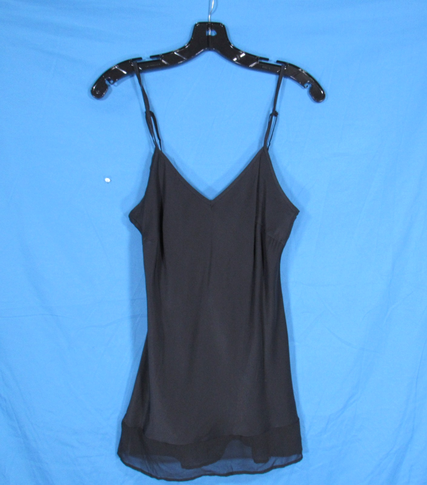 NWT GOLD HAWK Black SILK Sleeveless ADJUSTABLE STRAPS Sheer Edge CAMI/TANK TOP S