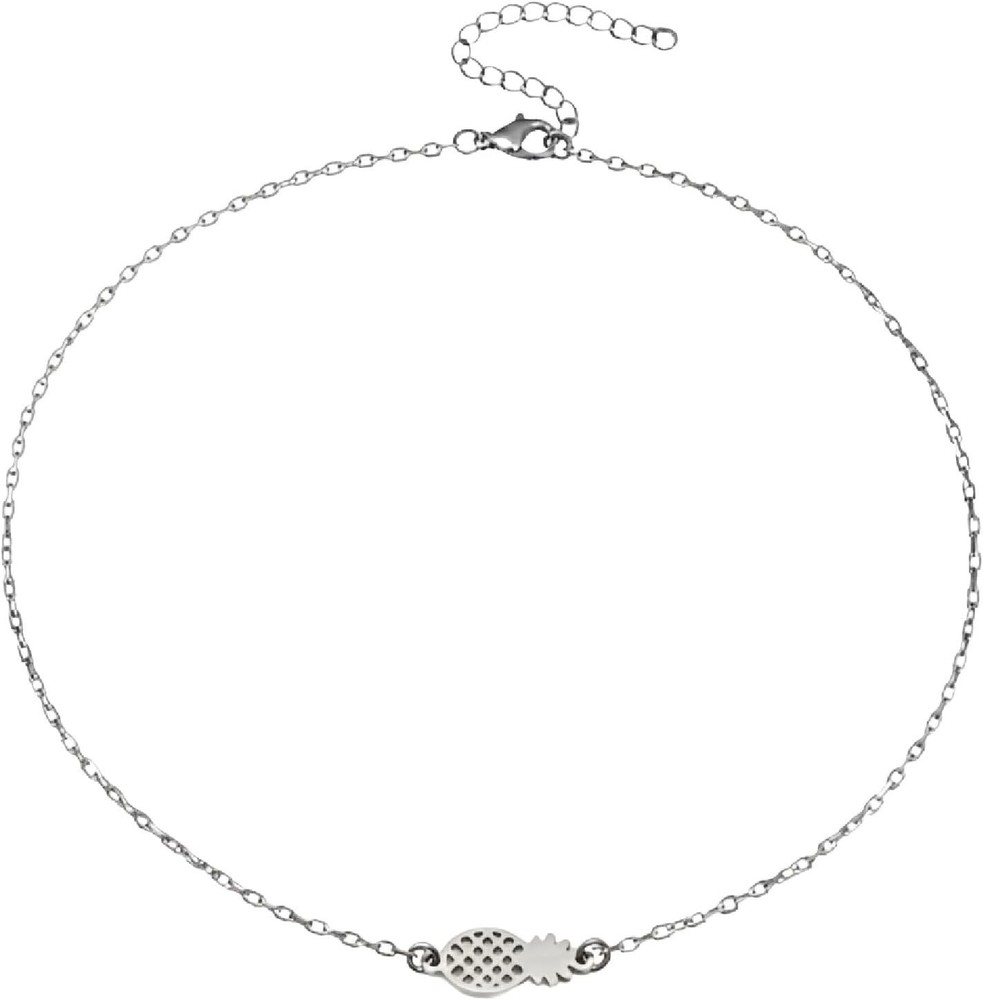 Stainless Steel Pineapple Dainty Choker, Handmade Adjustable Layering Necklace