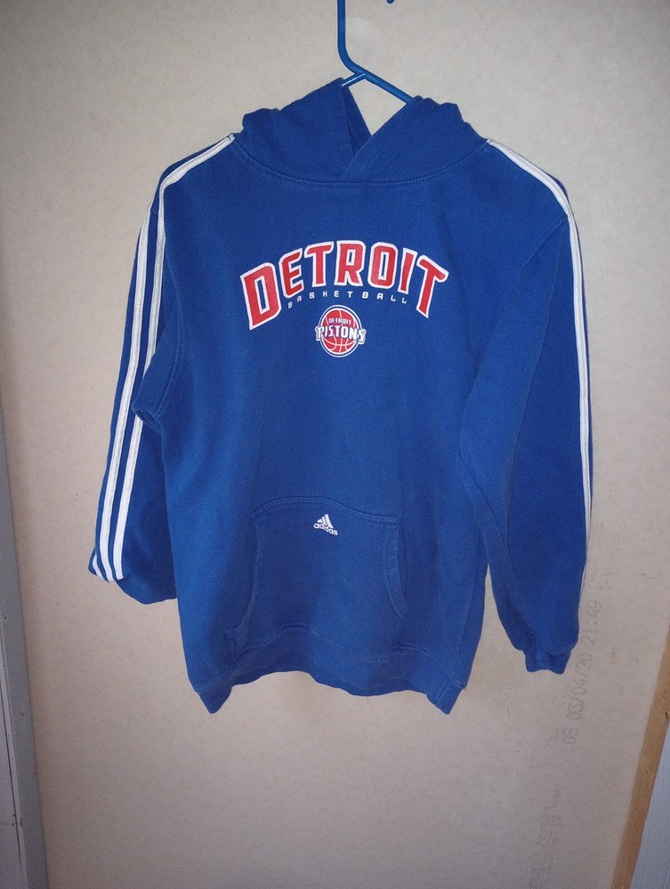 ADIDAS X NBA DETROIT PISTONS BLUE HOODIE THREE STRIPE BASKETBALL