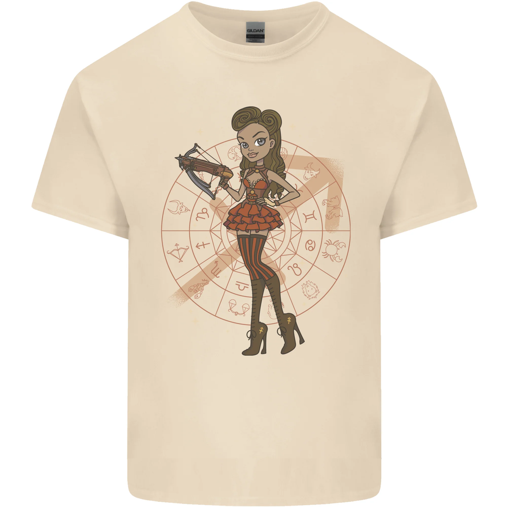 Sagittarius Steampunk Woman Star Sign Mens Cotton T-Shirt Tee Top
