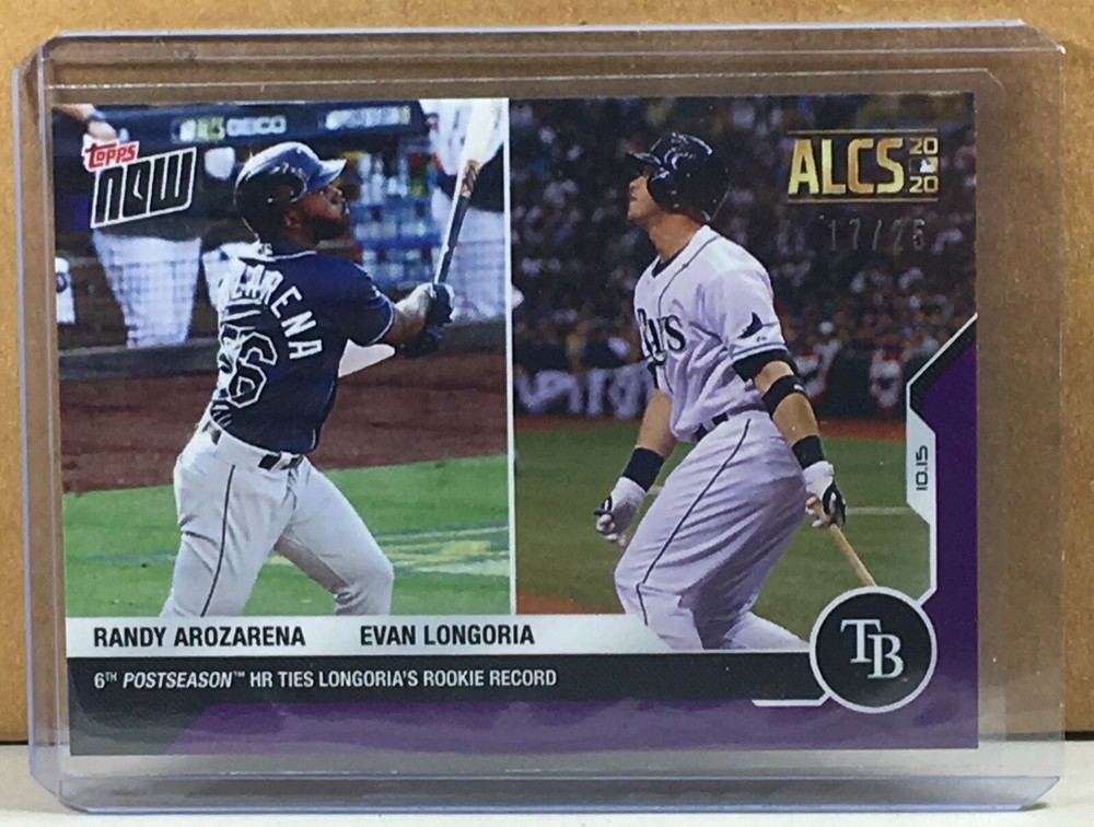 2020 TOPPS NOW #420 RANDY AROZARENA RC EVAN LONGORIA ALCS Purple Parallel 17/25