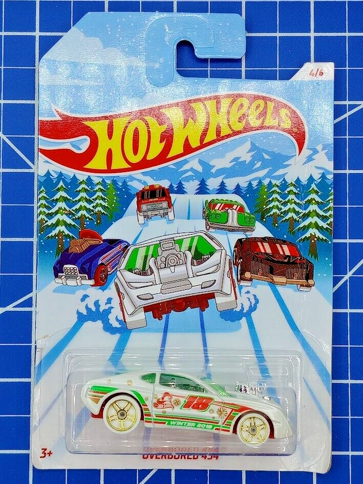 2018 Hot Wheels Holiday Cars 4/6 OVERBORED 454 White New Near Mint