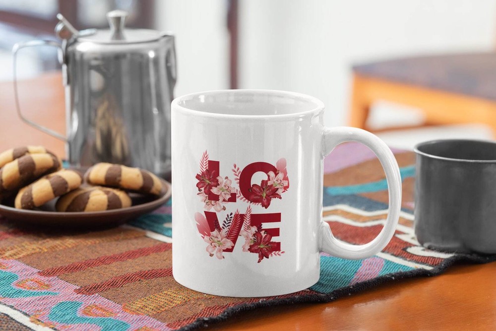 Floral Love Coffee Mug Perfect Gift for Her or Him
