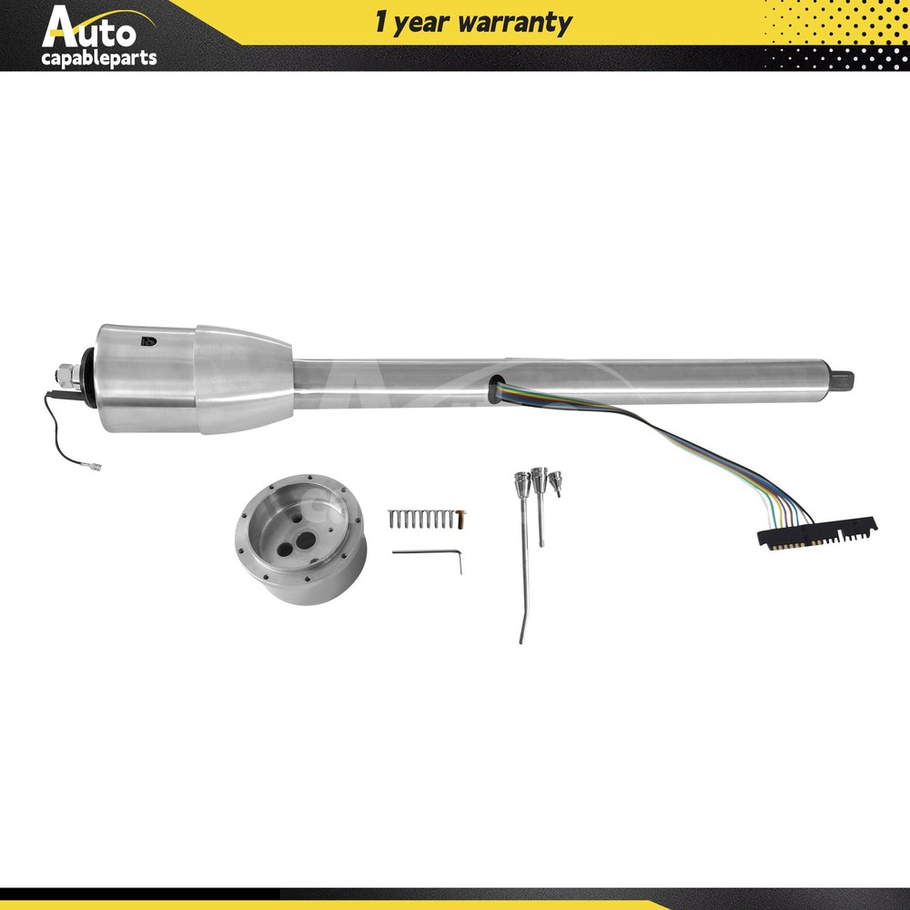 32 Inch Polished Tilt Steering Column Manual No Key with 9 Hole Wheel Adapter
