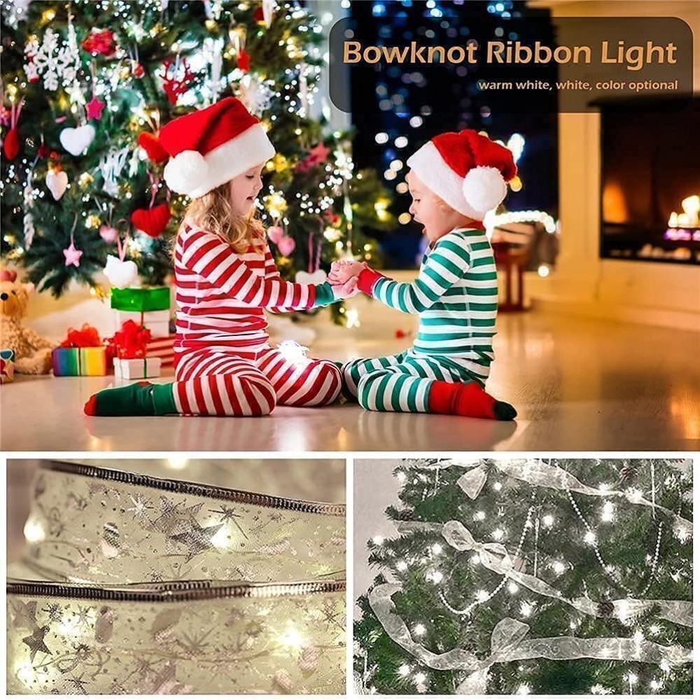 4M 40 LED Christmas Ribbon Lights with Copper Wire Bows