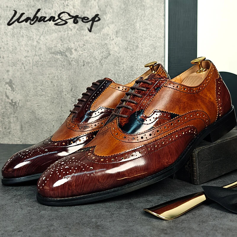 Men Dress Handmade Wedding Shoes Men Social Genuine Leather Oxford Formal Shoes