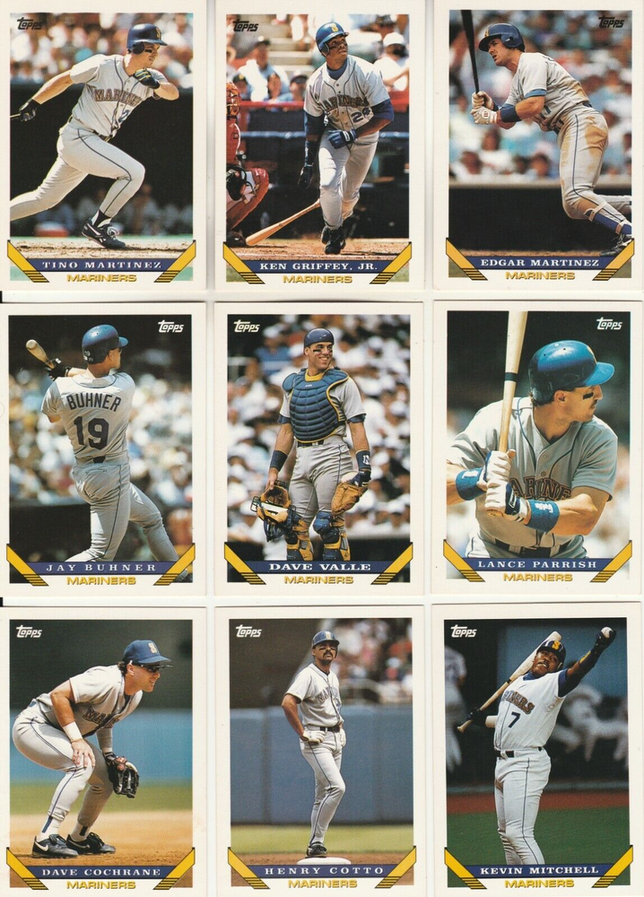 (30) 1993 Topps Seattle Mariners Team Lot - 2 Series Set w/ Scans