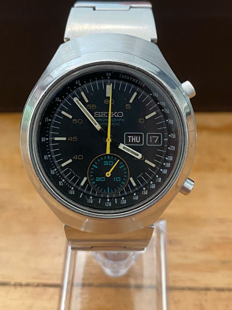 Vintage Seiko Helmet Darth Vader 6139-7100 Rare Automatic Chronograph Men's Watch