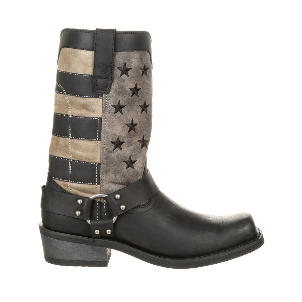 Durango Faded Flag Harness DDB0141 Mens Black Wide Cowboy Western Boots