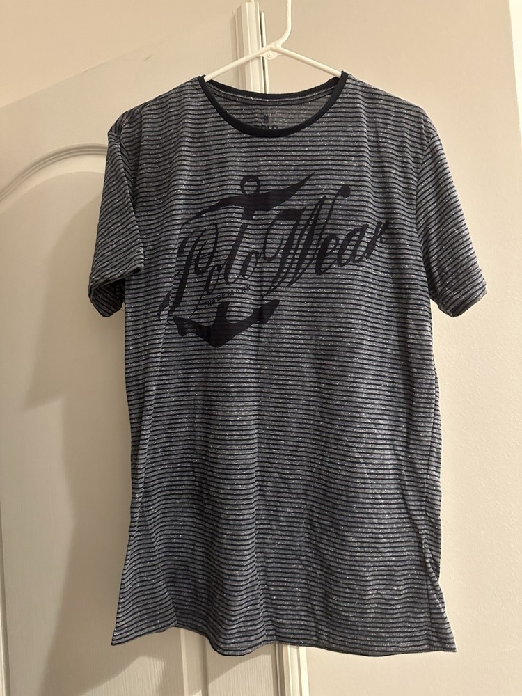 Polo Ralph Lauren Mens T Shirt Navy White Size Large Moisture Management VTG