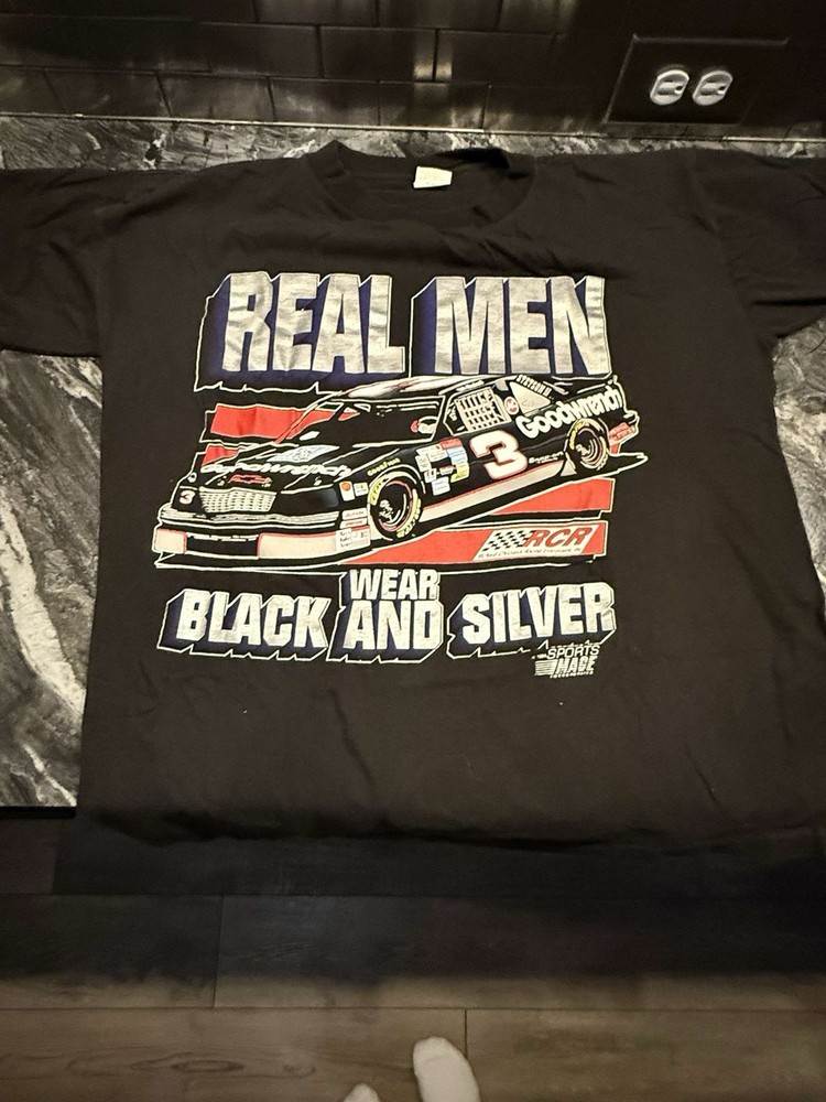 Dale Earnhardt Vintage Black and Silver Racing Shorts for Men