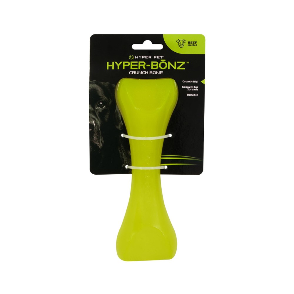 Hyper-Bonz Beef Scented Crunch Bone Dog Toy 7.2 Inch Interactive Chew