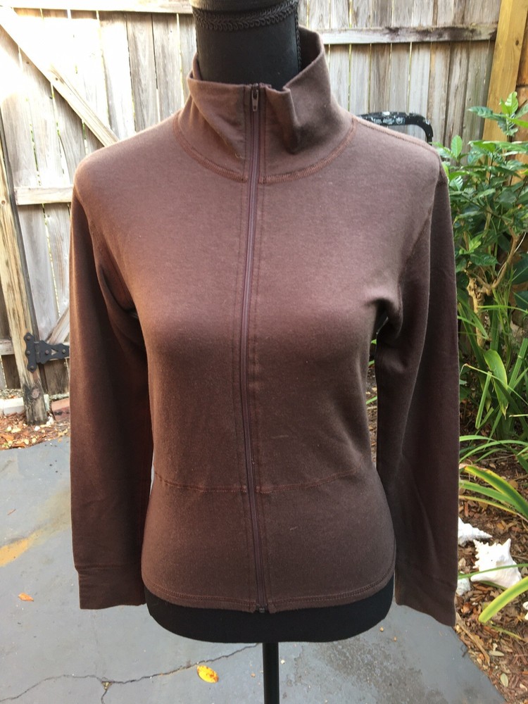 Sense Brown Modal Cotton Activewear Jacket Size Small