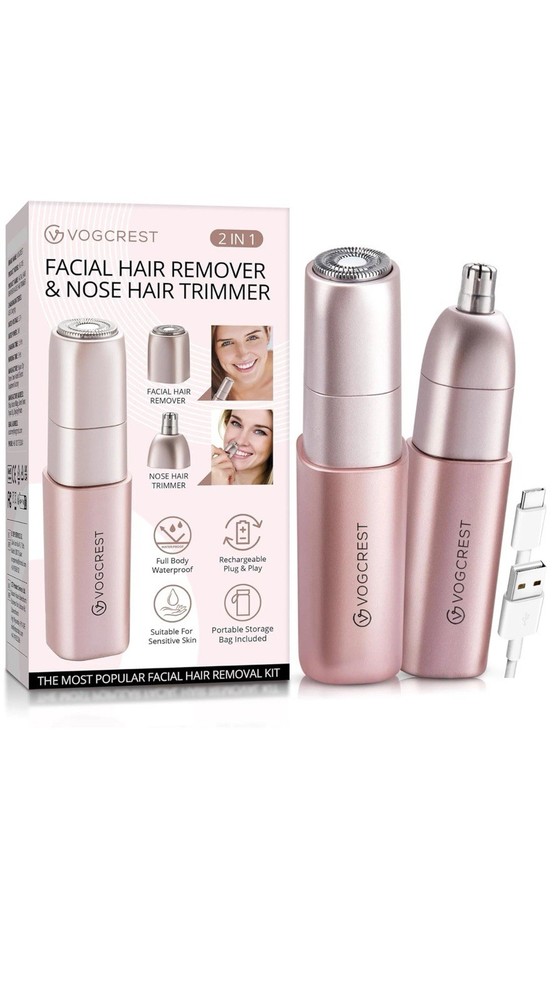 VOGCREST 2-in-1 Facial & Nose Hair Trimmer for Men