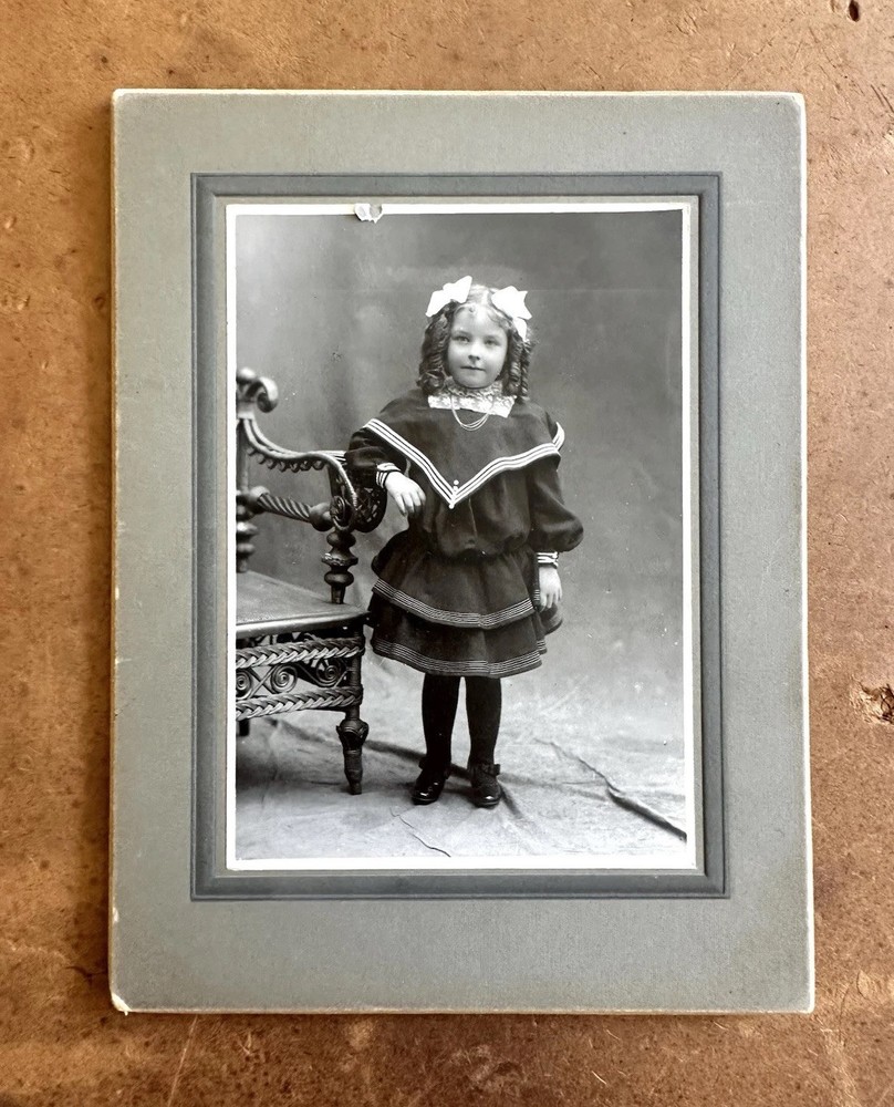 Vintage 1920s black and white sailor outfit girl portrait photograph