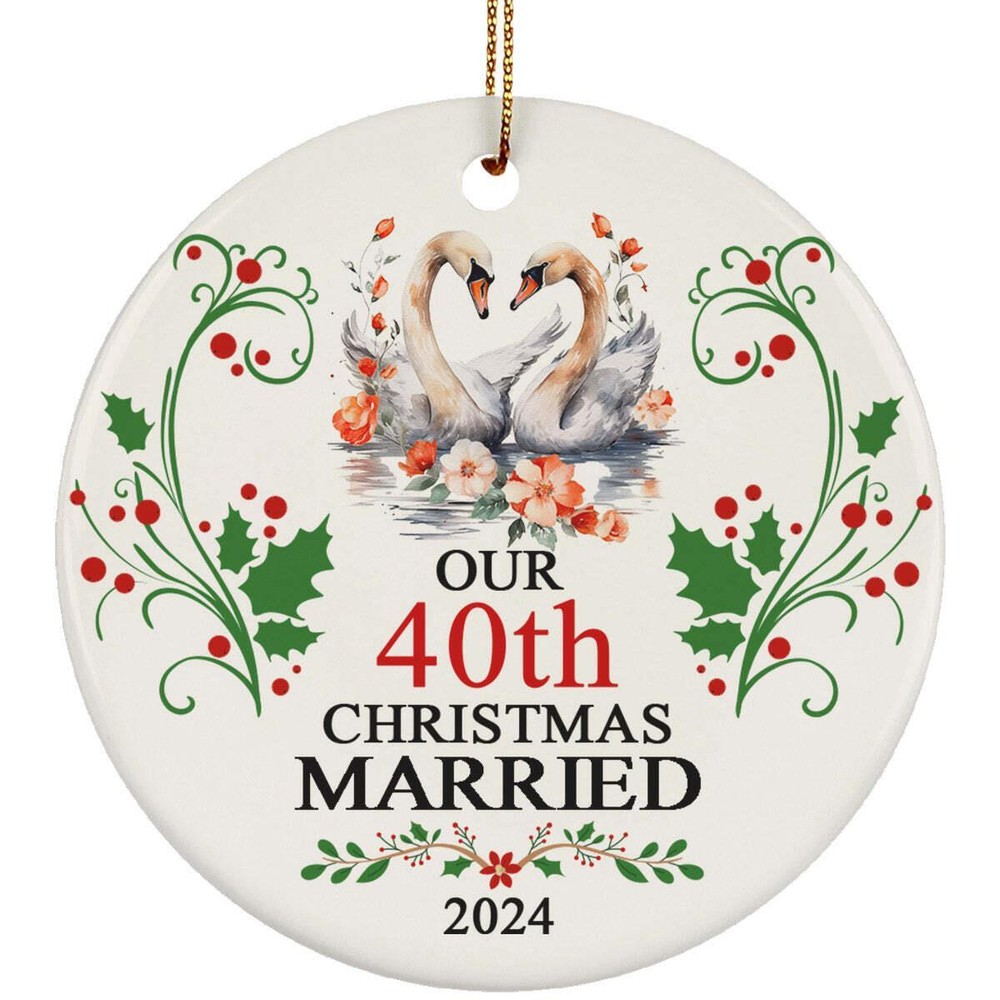 Our 40th Years Christmas Married Ornament Gift 40 Anniversary Cute Swan Couple