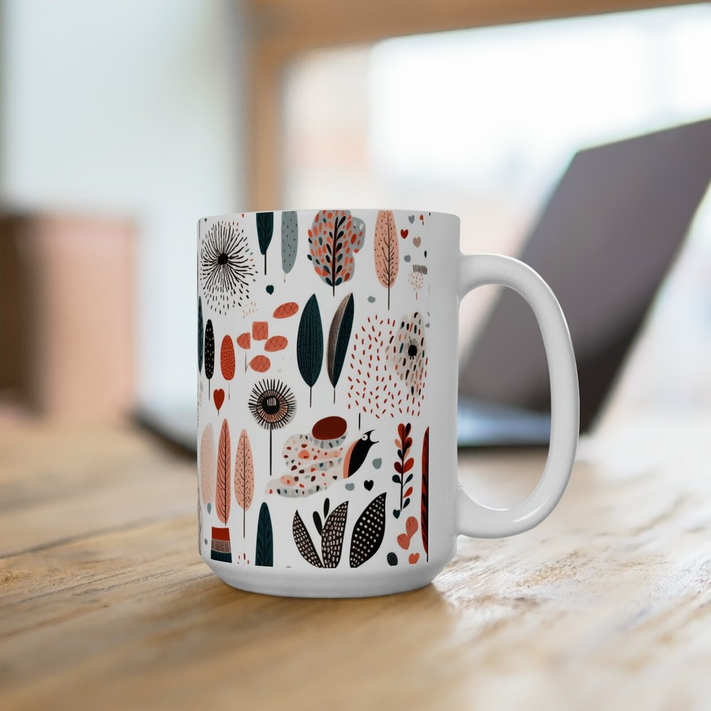Boho Folk Art Ceramic Mug 15oz