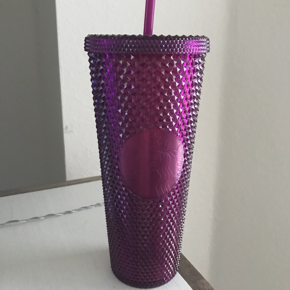 Starbucks PINK/PURPLE Sangria Metallic Diamond Studded Venti Cold Tumbler 24oz