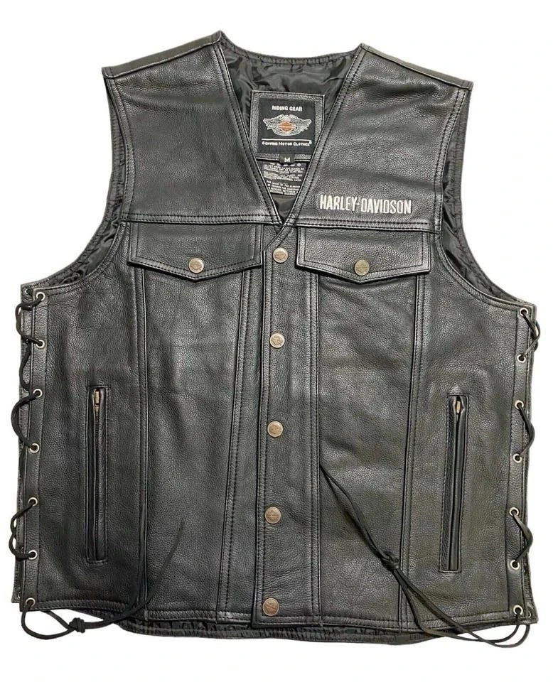Harley-Davidson Men's Vest Biker Cafe Racer Motorcycle Genuine Cowhide Leather