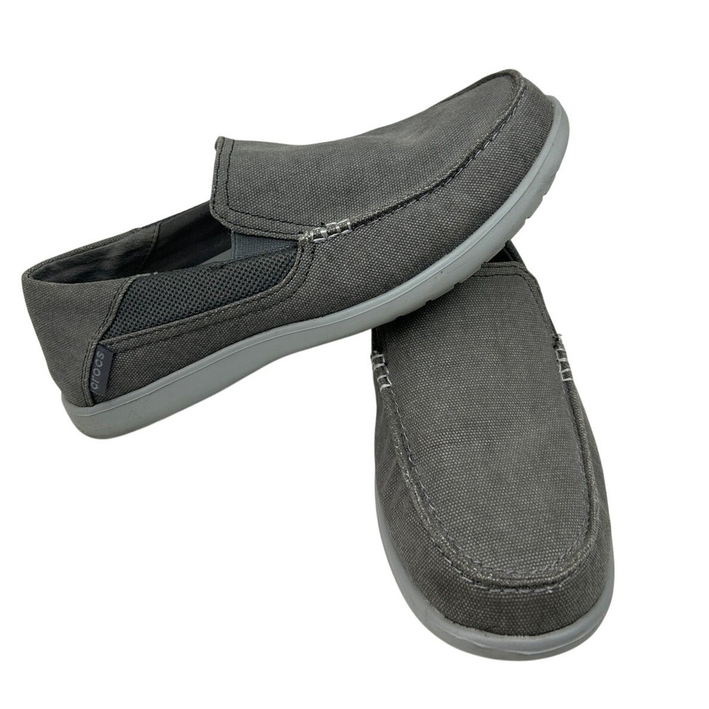 Crocs Santa Cruz Shoes Men's Gray Canvas Slip On Casual Size 8