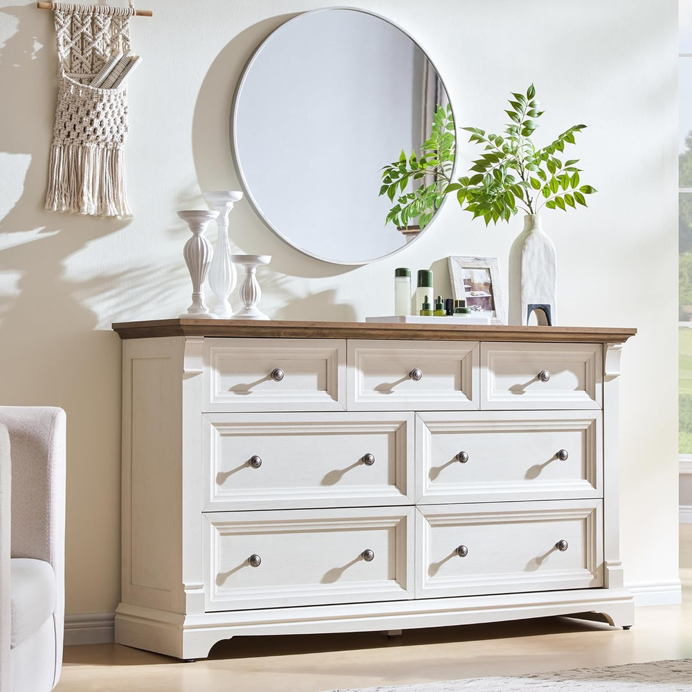 T4TREAM Farmhouse 7 Drawers Dresser for Bedroom, 54