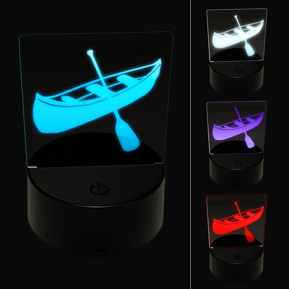 3D Illusion LED Canoe Boat Night Light with Paddle