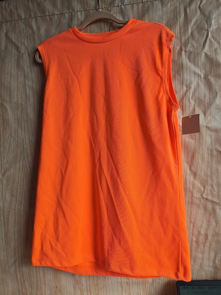 NEW Zone Pro Sport Men's Sleeveless Athletic Mesh Muscle Tank ORANGE MEDIUM