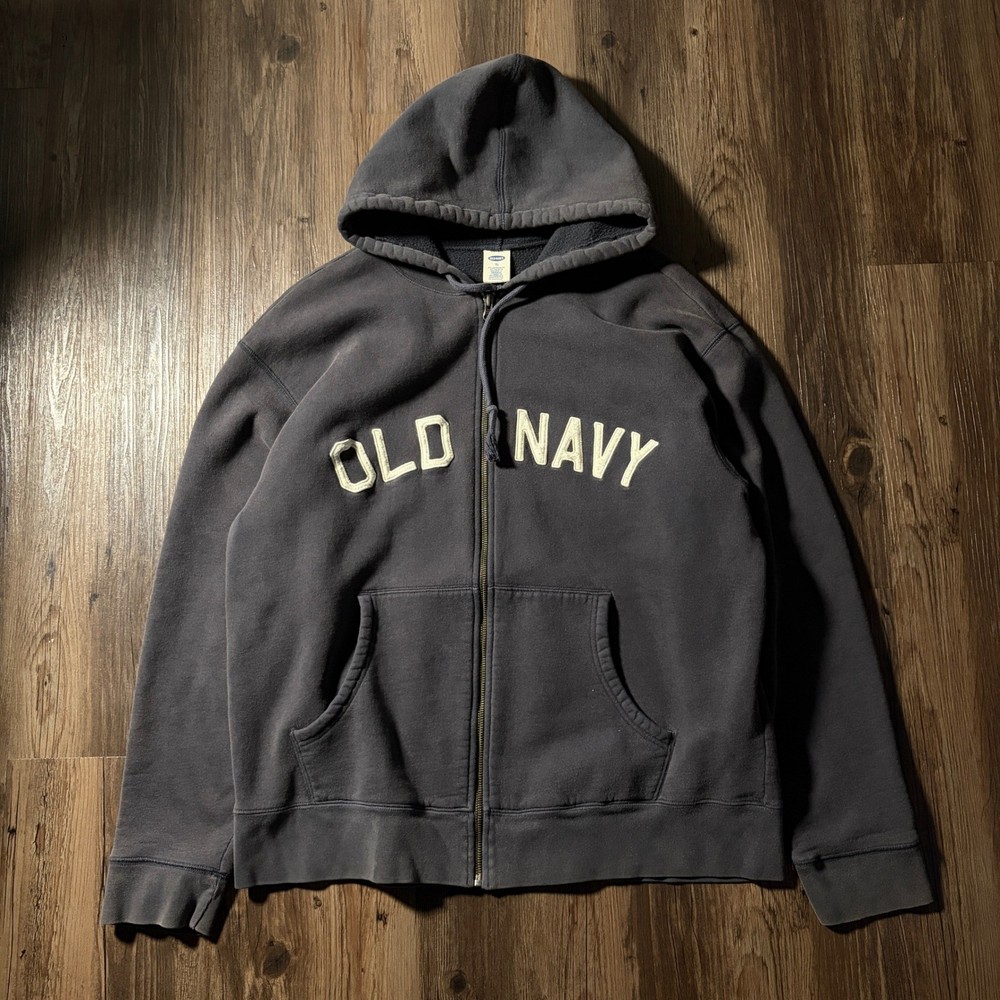 Old Navy Mens Full Zip Hoodie Sweatshirt Navy Blue XL Cotton Polyester Blend
