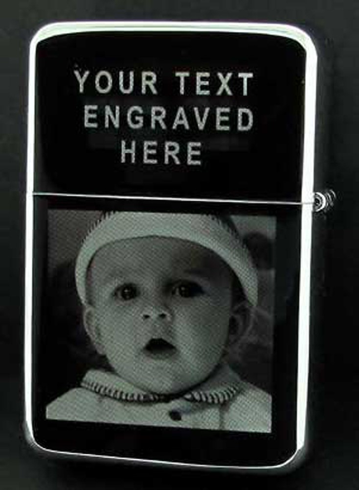 PERSONALISED FATHERS DAY ANY PHOTO / TEXT ENGRAVED LIGHTER GIFT IN A TIN BOX UK-image