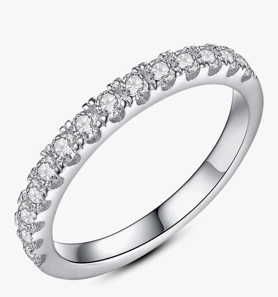 Moissanite Wedding Band Women 925 Sterling Silver Bridal Ring size 7