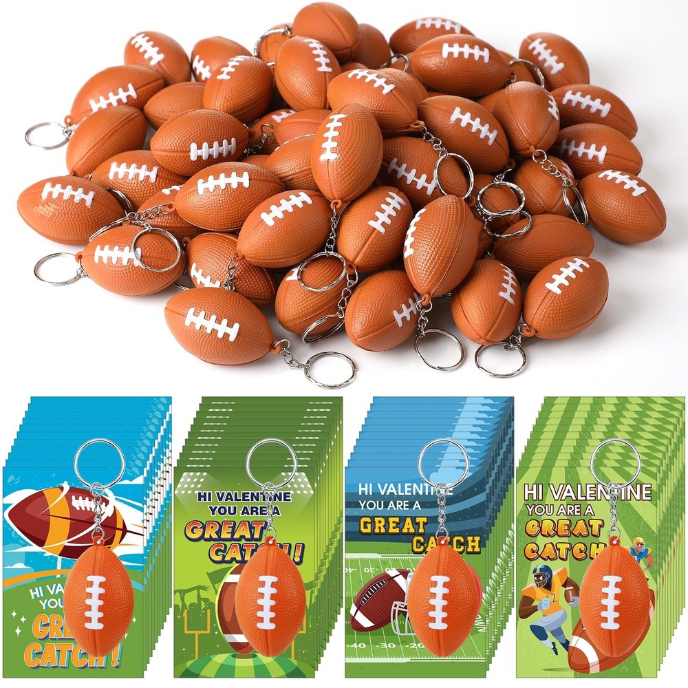 Syhood 60-Piece Valentine's Day Sports Keychain Set with Mini Foam Balls