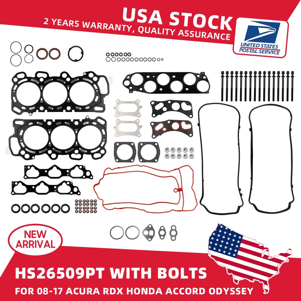 HS26509PT Cylinder Head Gasket W/Bolts Set For Select 08-2017 Acura Honda Models