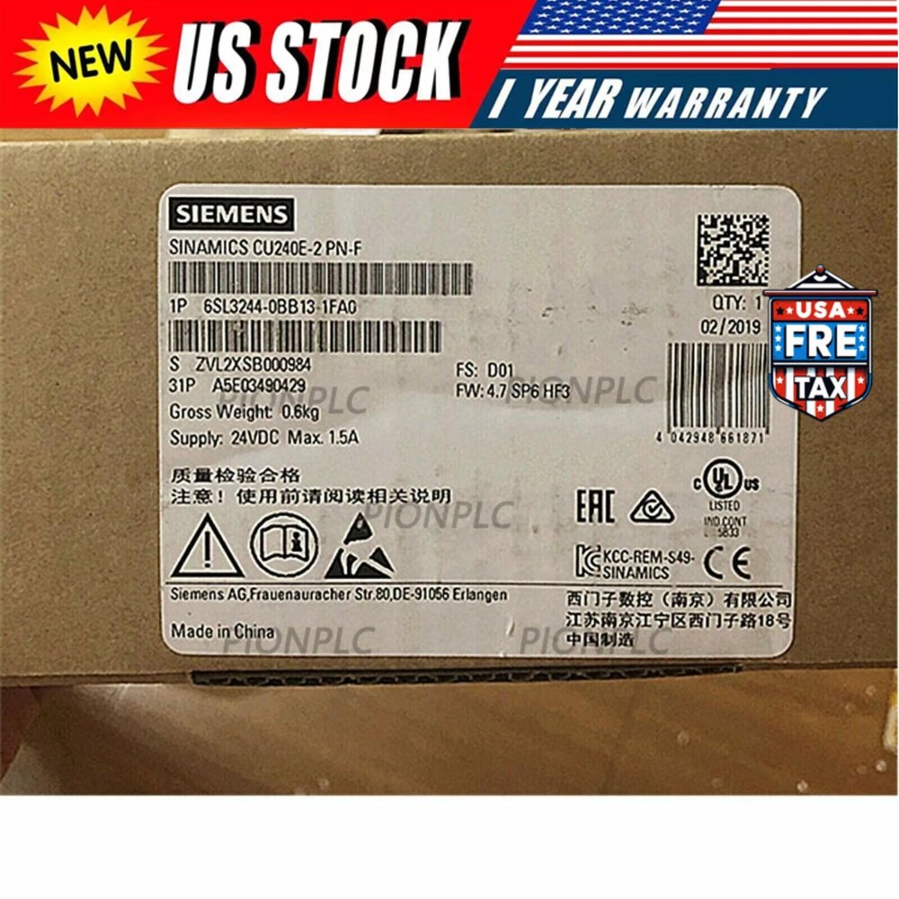 New Siemens 6SL3 244-0BB13-1FA0 6SL3244-0BB13-1FA0 G120 CU240E-2 PN-F Control