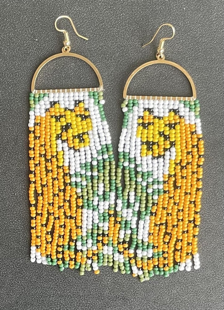 Leopard Print Boho Fringe Tassel Beaded Dangle Earrings for Women