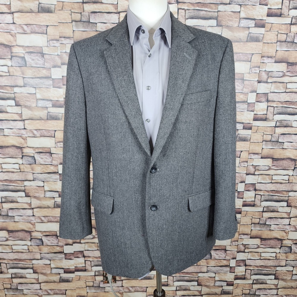 Croft & Burrow Jacket Blazer Mens 42R Gray Herringbone Single Vented