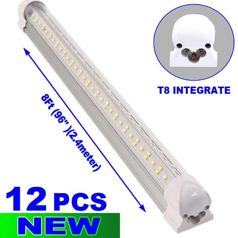 12Pack 8ft LED Shop Light Fixture,144W 18000 Lumens 6500K Daylight White,V-Shape