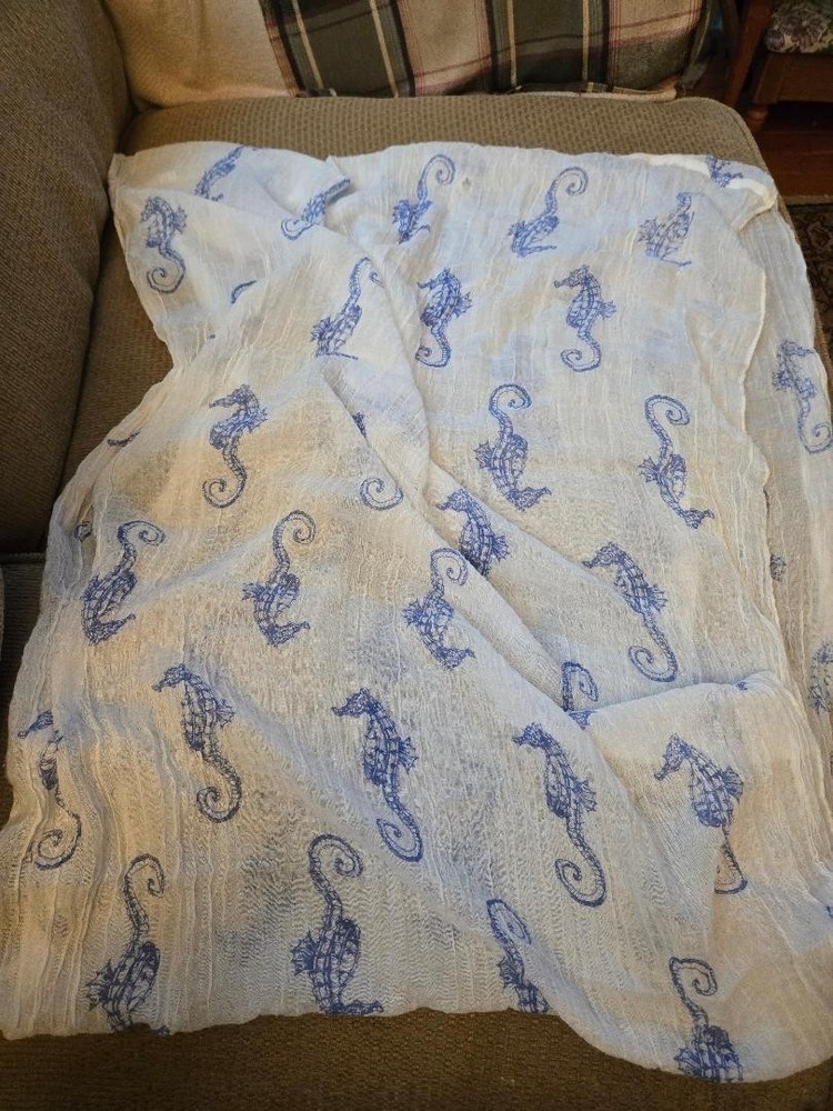 Lightweight Sea Horse Print Infinity Scarf Wrap 68 x 30 Inches