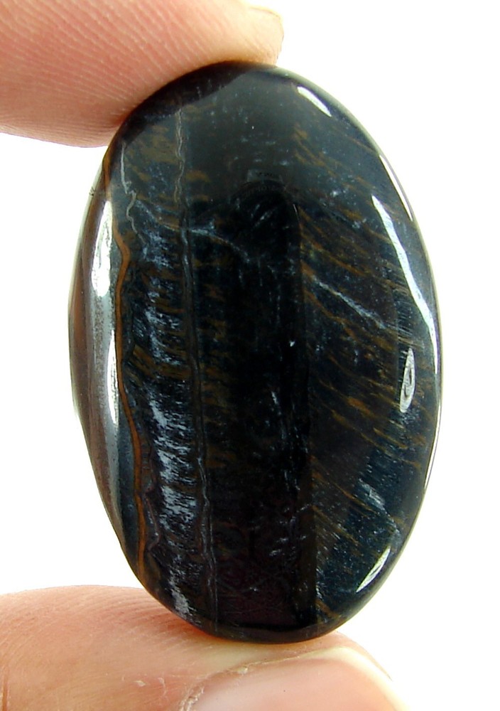40.50 Ct Natural Black Tiger Eye Cabochon Loose Gemstone for Wire Wrapping - 2911
