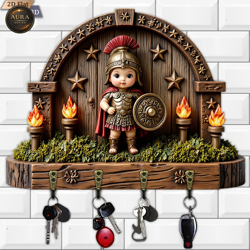 30cm Wall Keychain - Roman Warrior Organizer 2D 4 Hooks Entrance