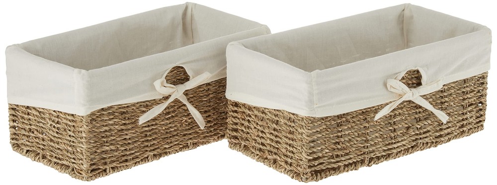 tm Seagrass Shelf Basket Lined With White Lining pack Of 2