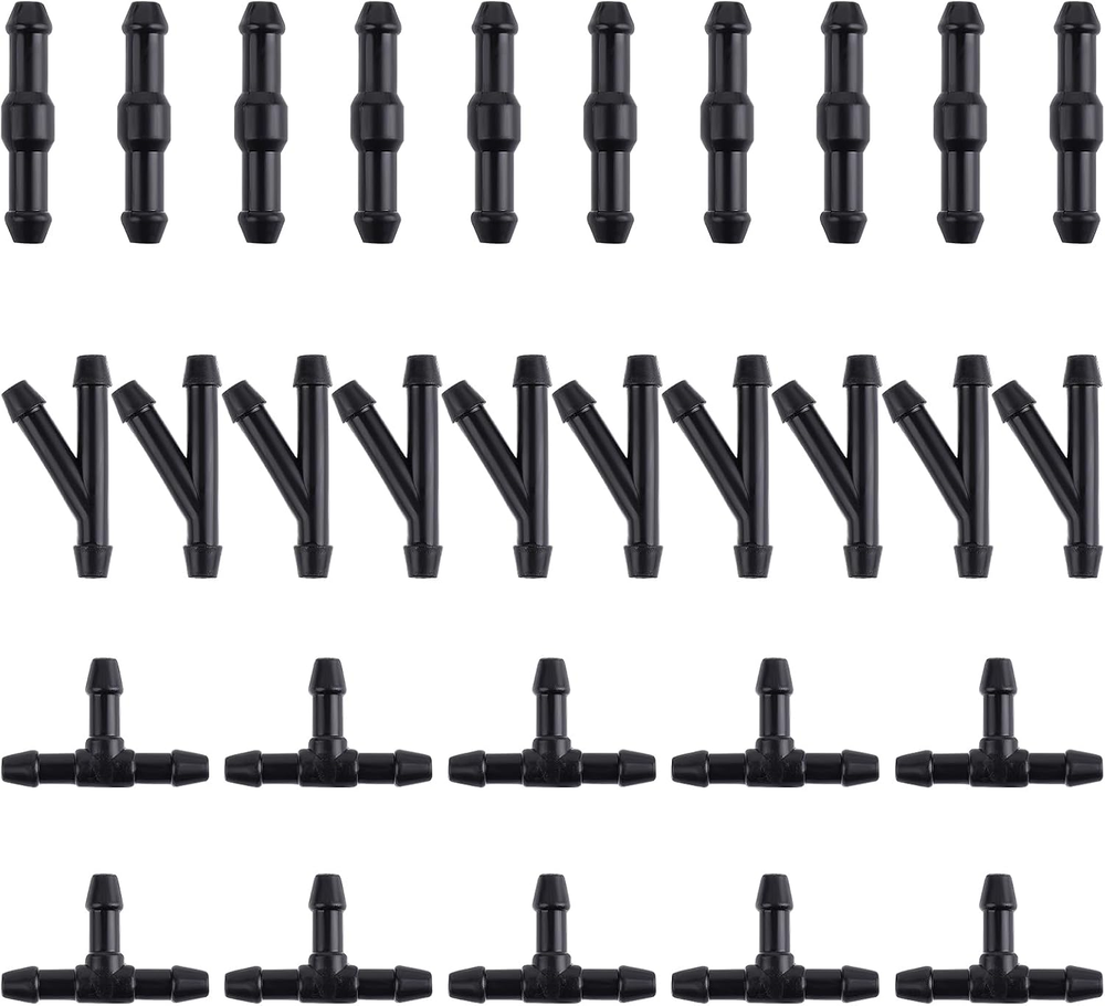 30 Pcs Windshield Wipers Hose Connectors, 2-Way + 3-Way I/T/Y 3 Type Windshield