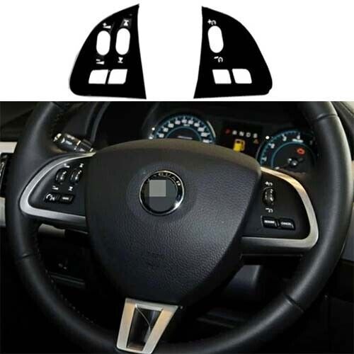 2x Cover Trim Black ABS Steering Wheel Side Control Button For Jaguar XF 2009-15