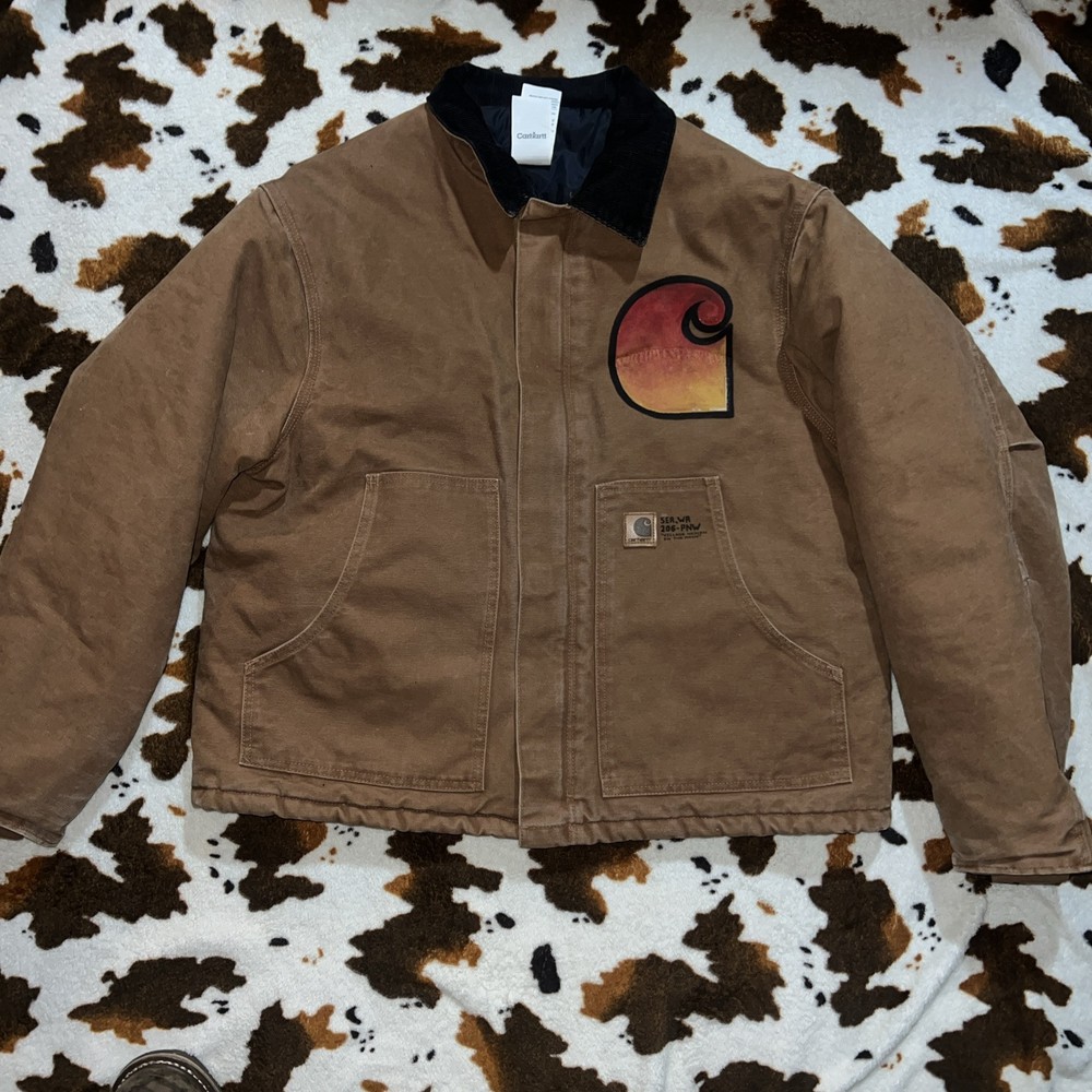 Vintage Carhartt J22 Detroit Quilt Lined Jacket Mens XL Brown Arctic