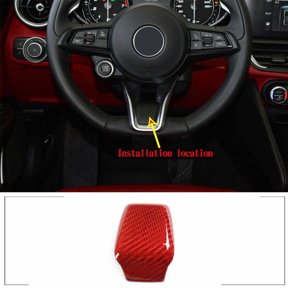 Real Carbon Fiber Steering Wheel Cover Trim Fit for Alfa Romeo Giulia/Stelvio