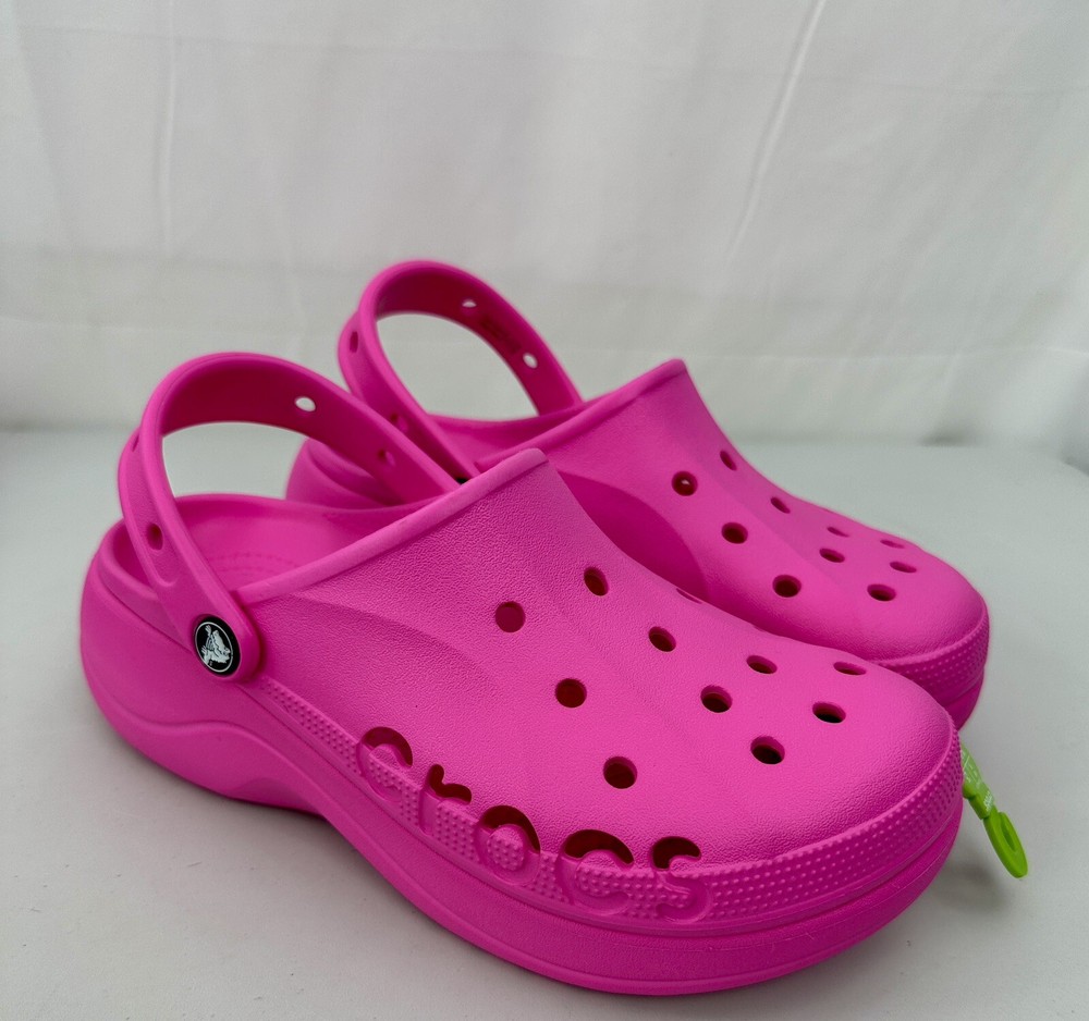 Women's US Size 9 Crocs Baya Platform Clog Electric Pink Style 208186-6QQ New