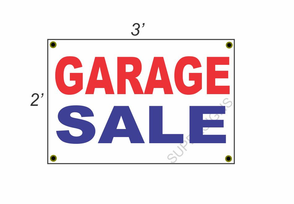 2x3 Garage Sale Banner in Red White & Blue – New Discount Size & Price