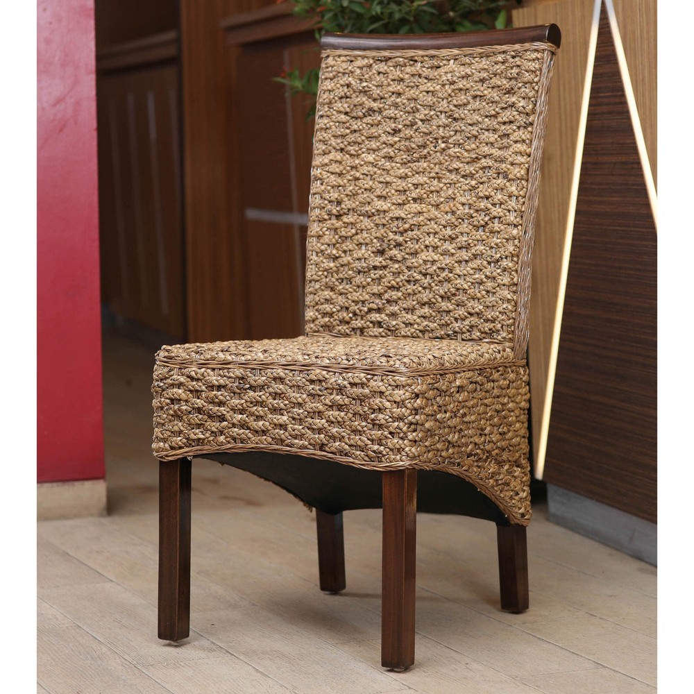 Bunga Woven Hyacinth/Mahogany Dining Chair Brown Bohemian & Eclectic, Traditiona