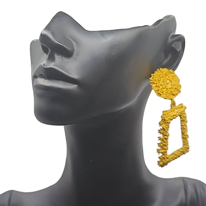 Chic Yellow Geometric Frosted Hipster Earrings  